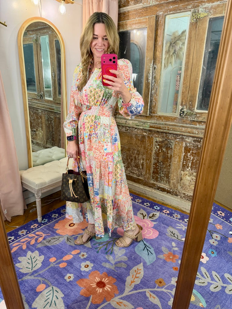 Patchwork Petals Maxi Dress