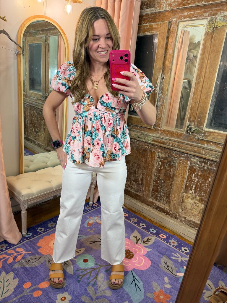 Puff Sleeve Floral Top