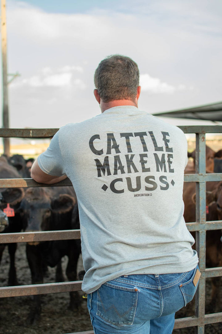 'Cattle Make Me Cuss' Grey Graphic Tee