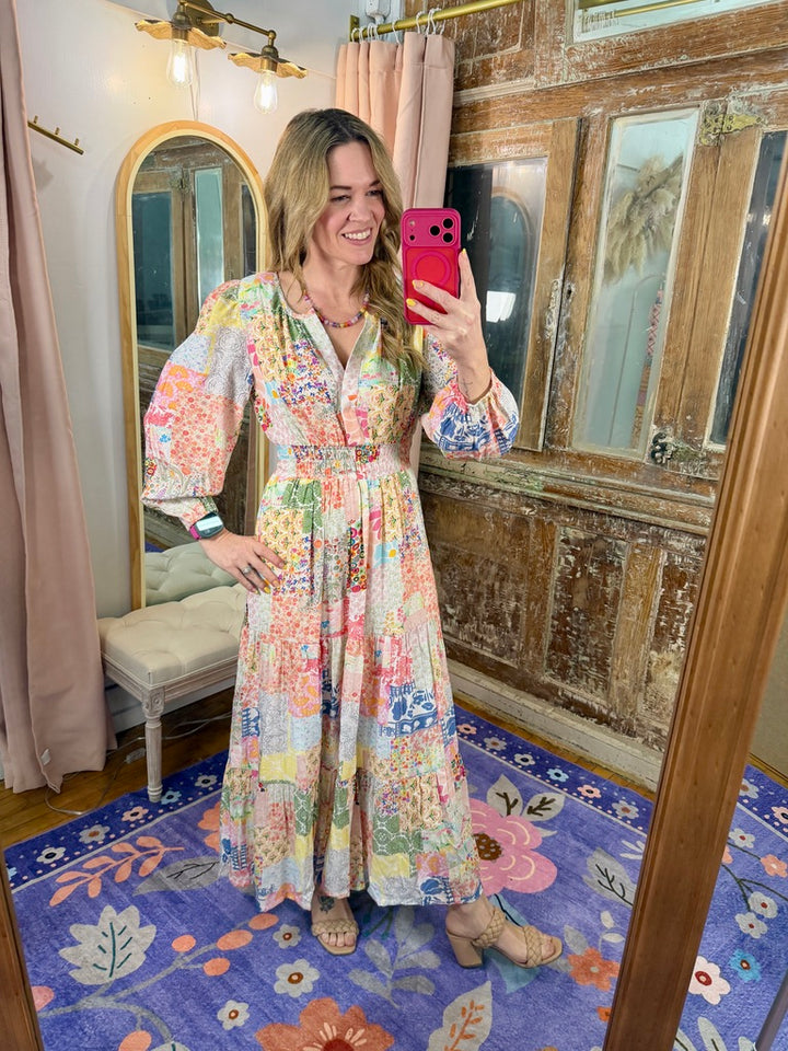 Patchwork Petals Maxi Dress
