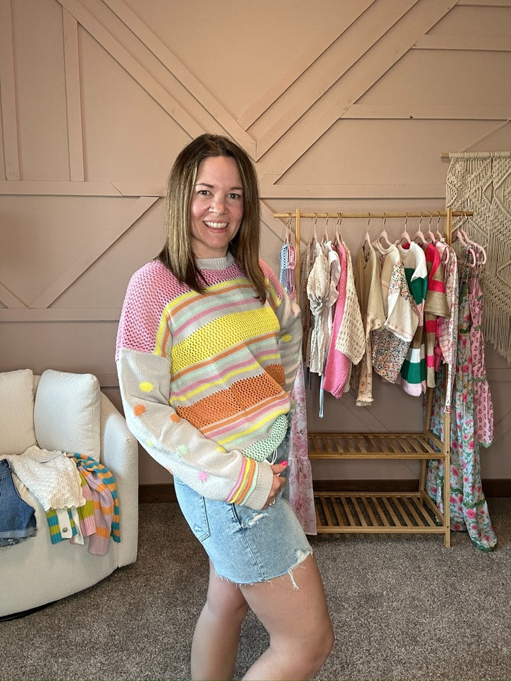 Multi Color Knit Sweater Pullover