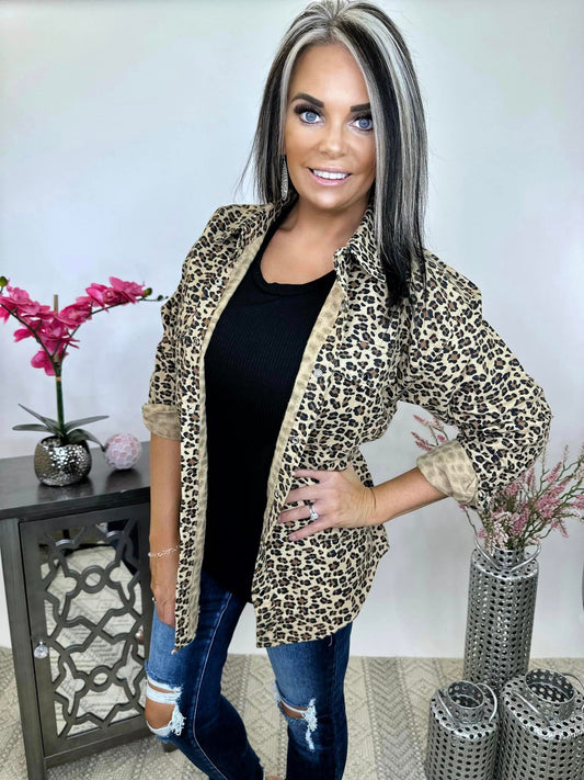 Leopard Flannel Button Down