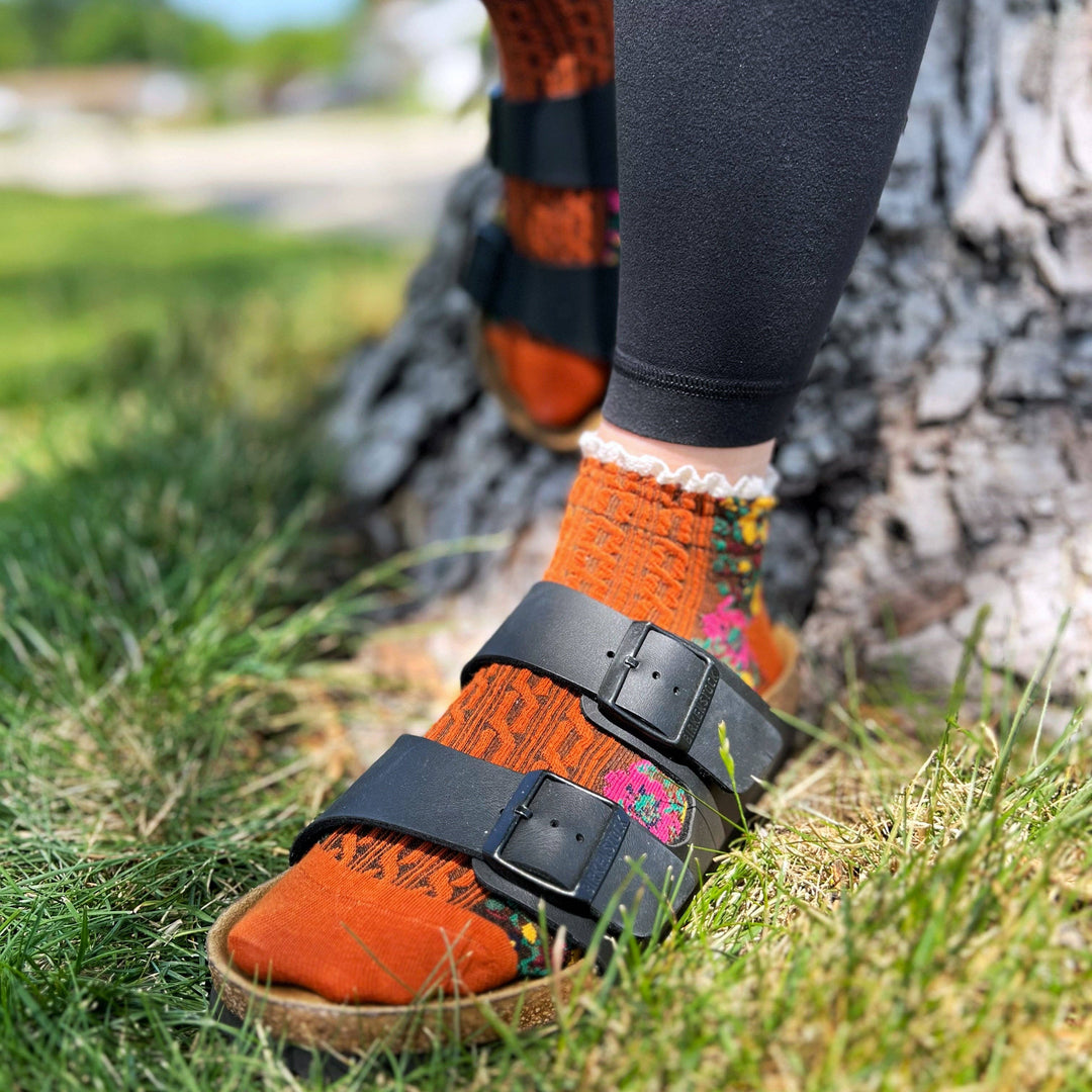 Audrey Vintage Ankle Socks: Orange
