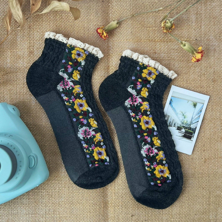 Audrey Vintage Ankle Socks: Navy