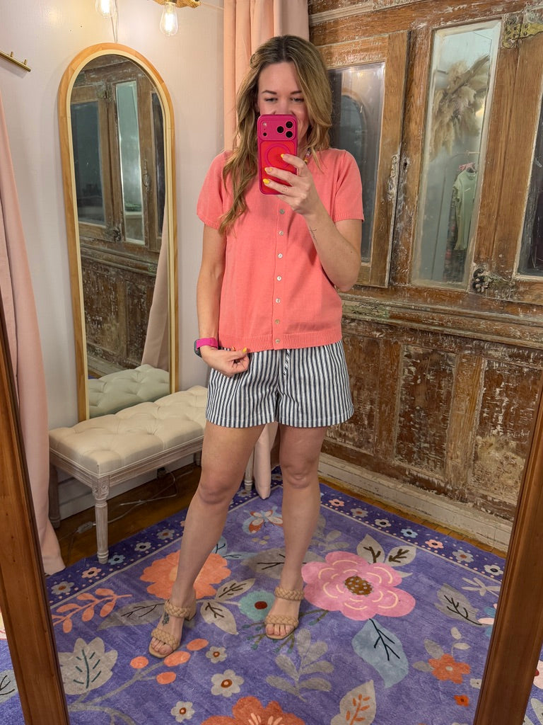 Peachy Keen Button-Up Sweater