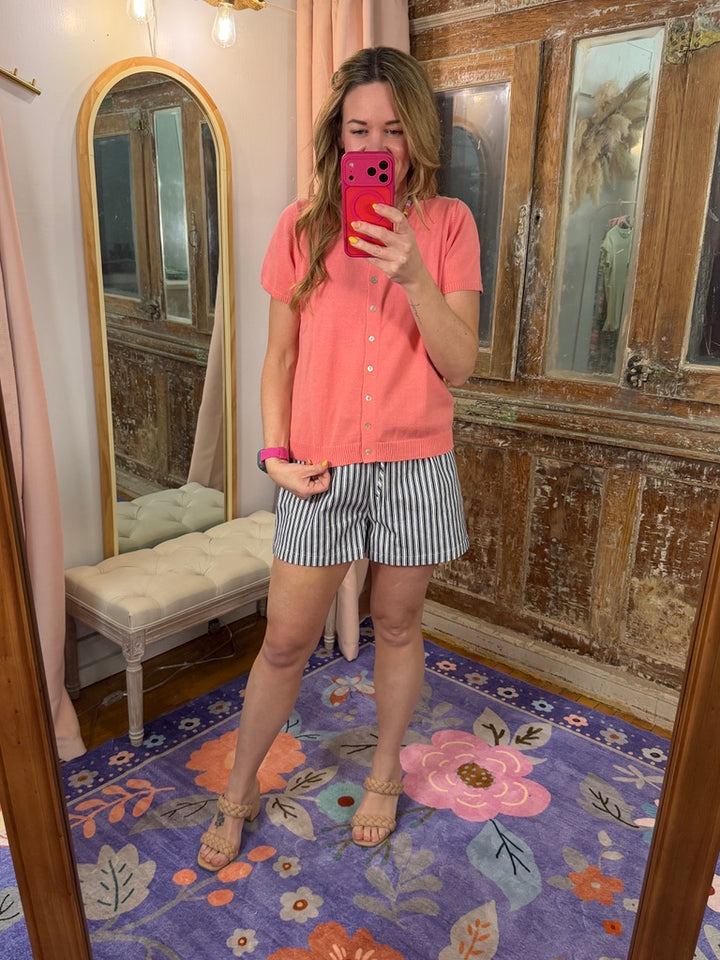 Peachy Keen Button-Up Sweater