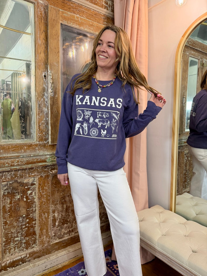 Kansas - State Agriculture Purple Crewneck