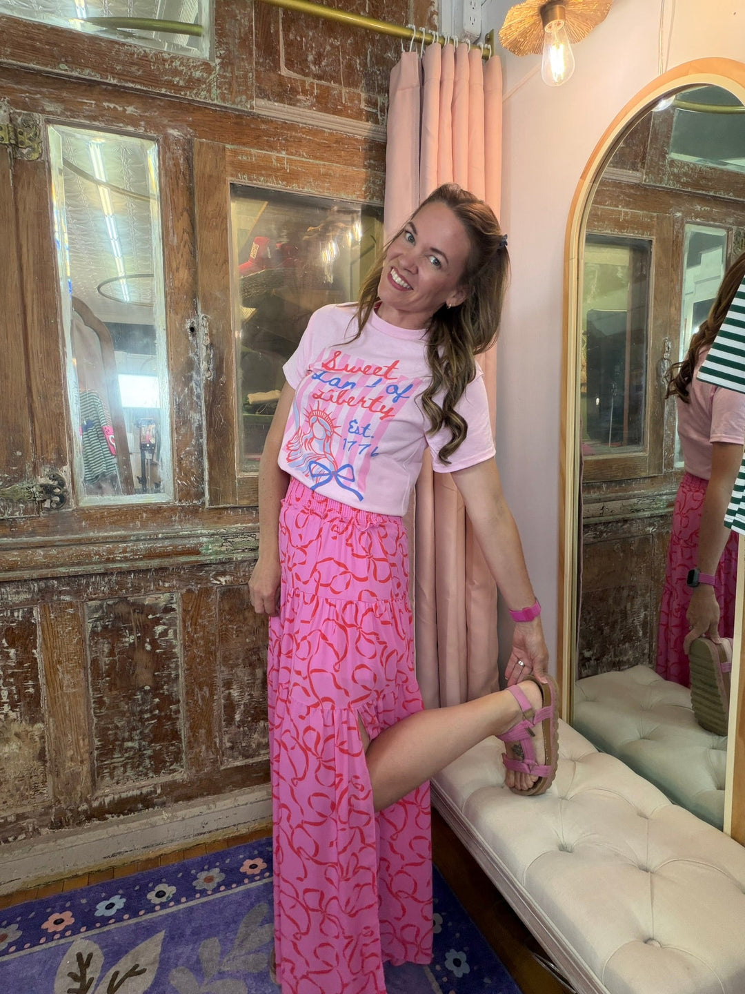 Flirt & Flow Smocked Maxi Skirt