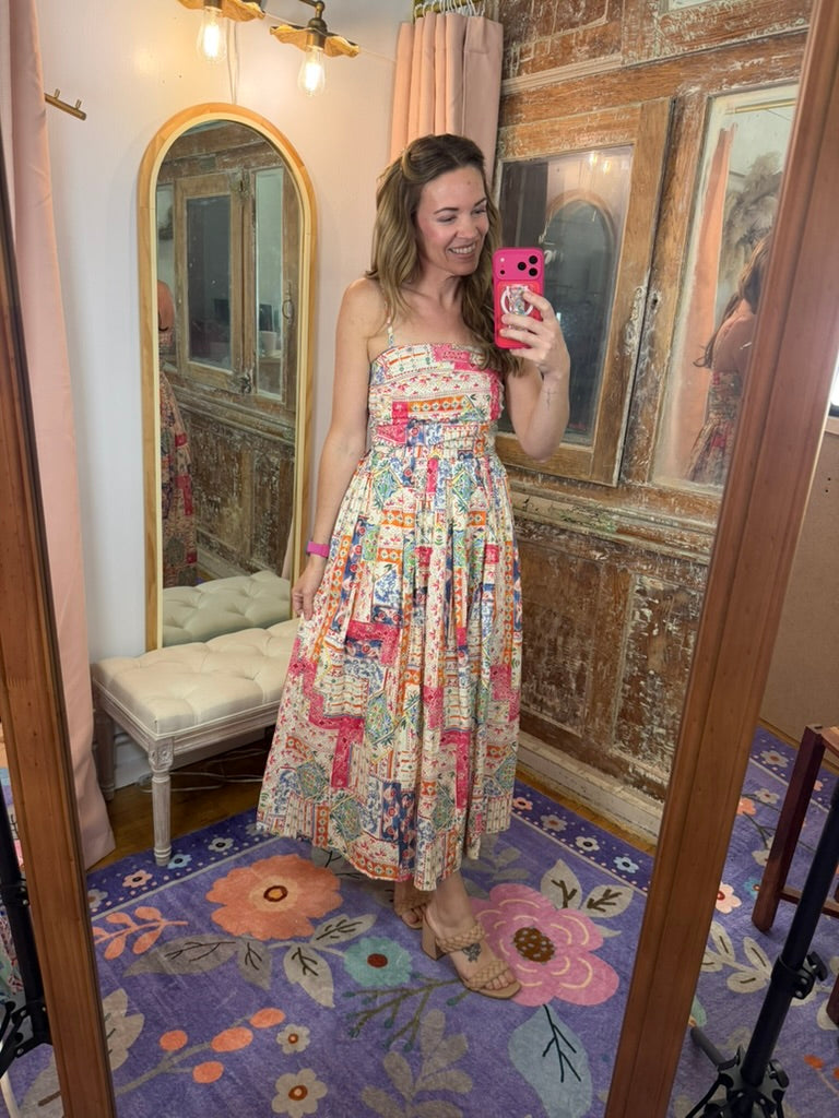 Patchwork Paradise Midi Dress