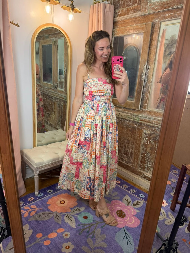 Patchwork Paradise Midi Dress