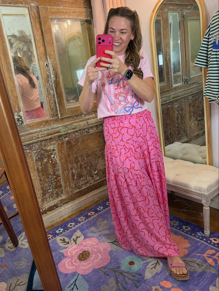 Flirt & Flow Smocked Maxi Skirt