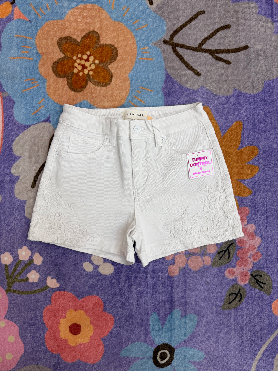 Sweet Lace High-Rise Denim Shorts