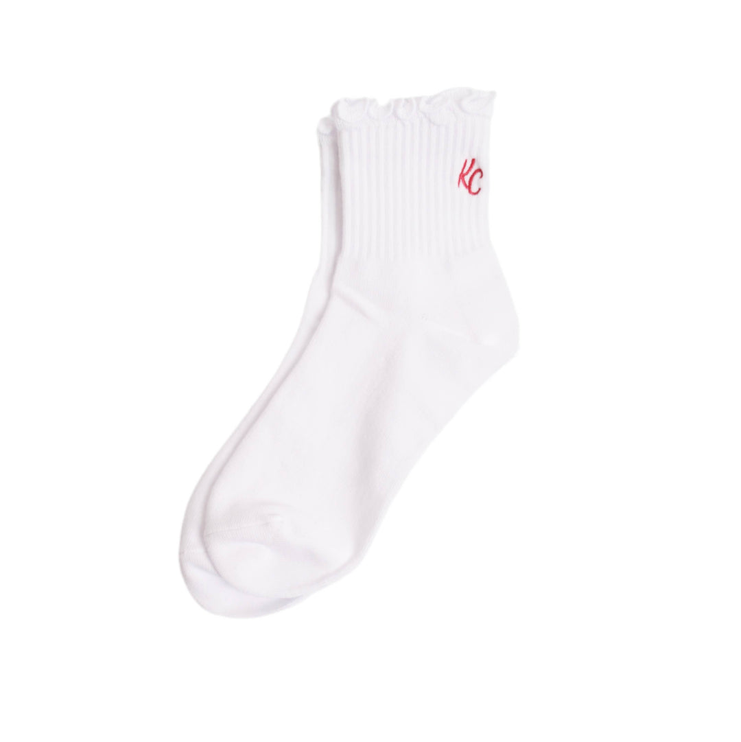 KC Ruffle Socks - White w/ Red