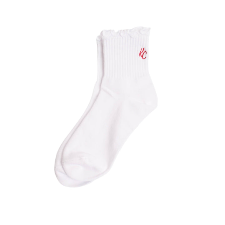 KC Ruffle Socks - White w/ Red