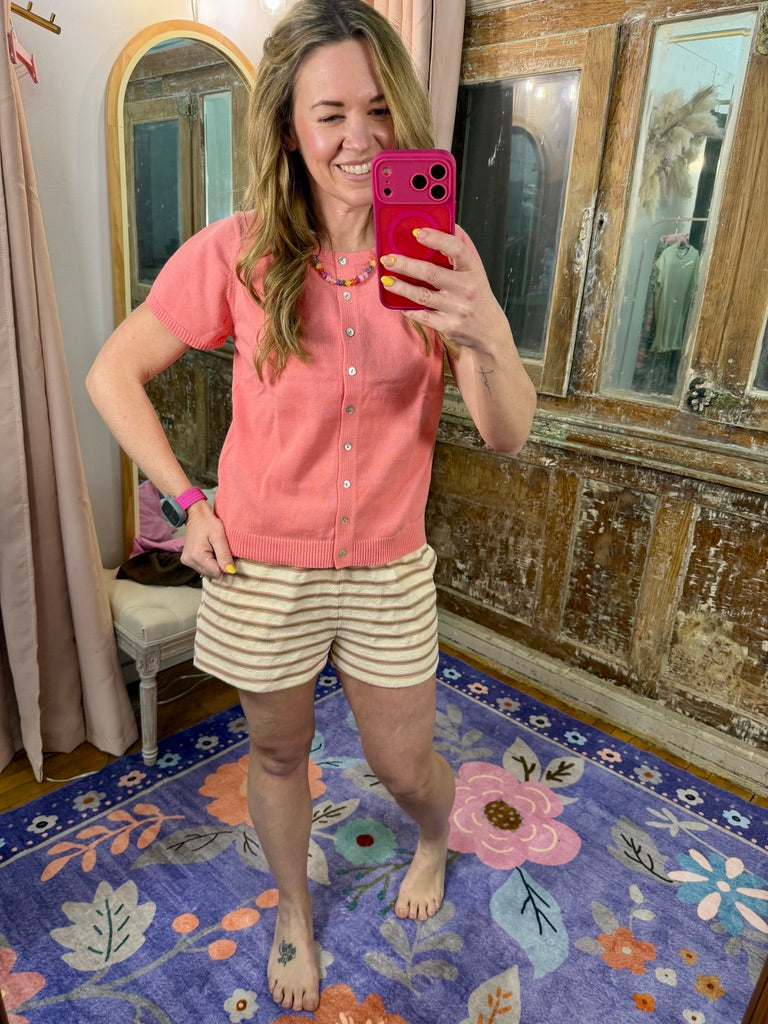 Garden Stripe Knit Shorts