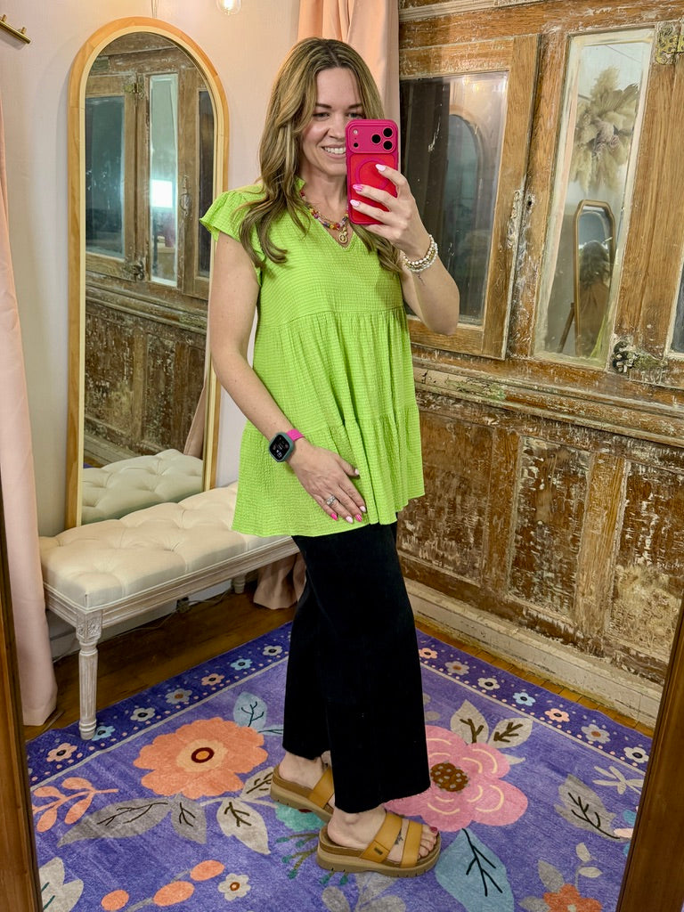 Green Apple Babydoll Top