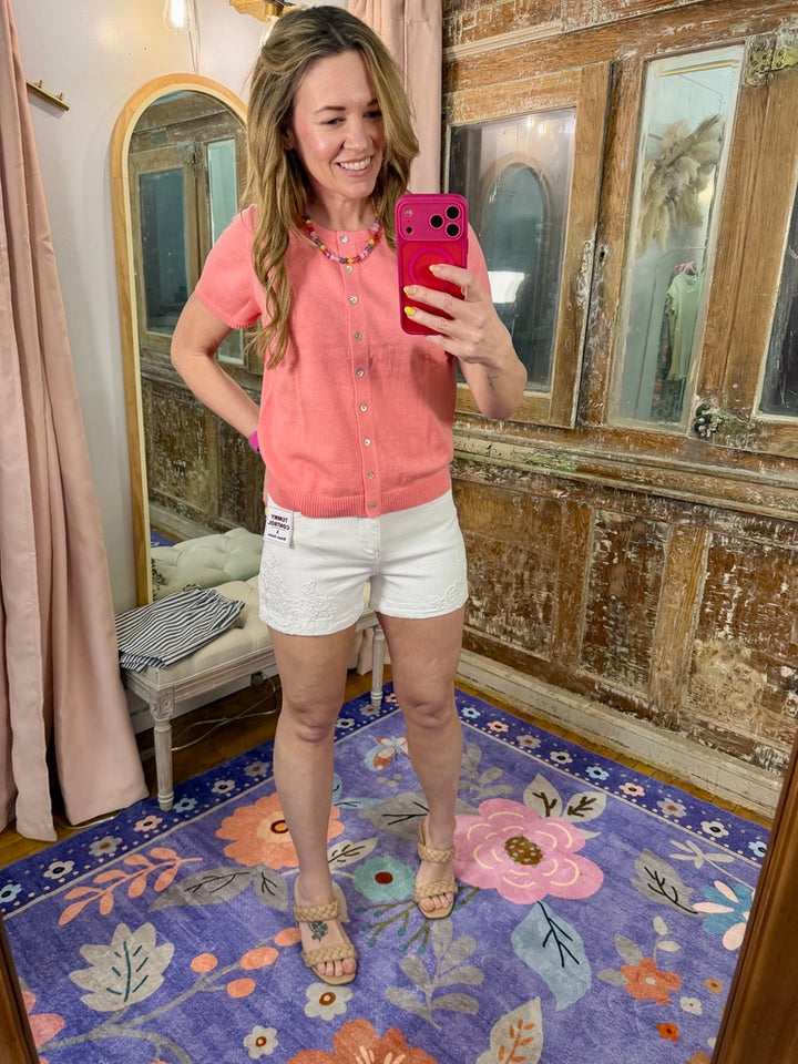 Sweet Lace High-Rise Denim Shorts