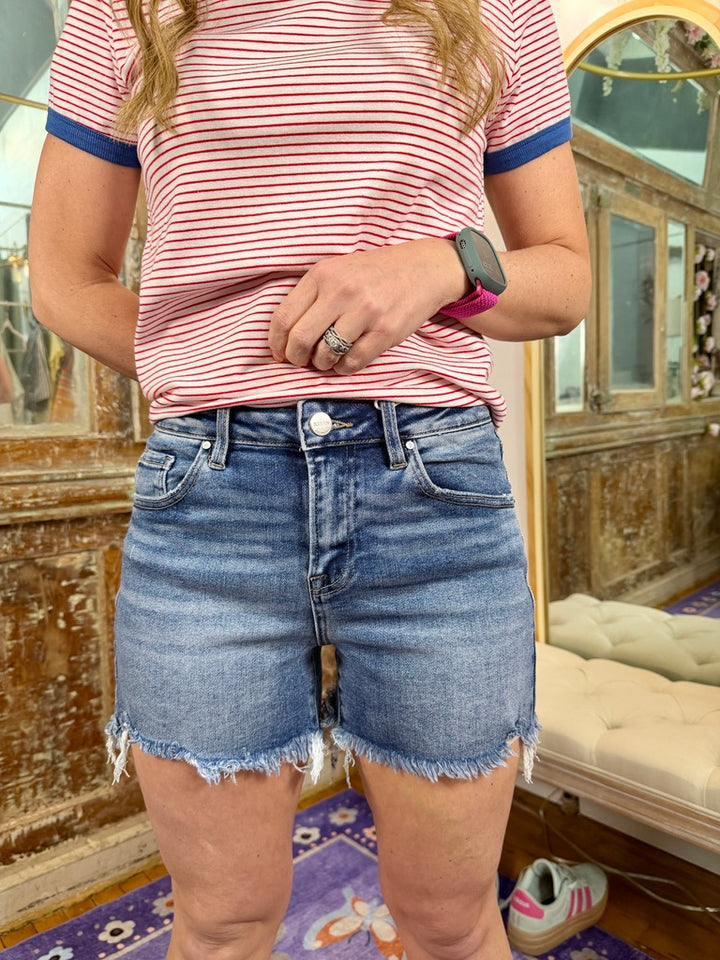 Weekend Ready Frayed Denim Shorts