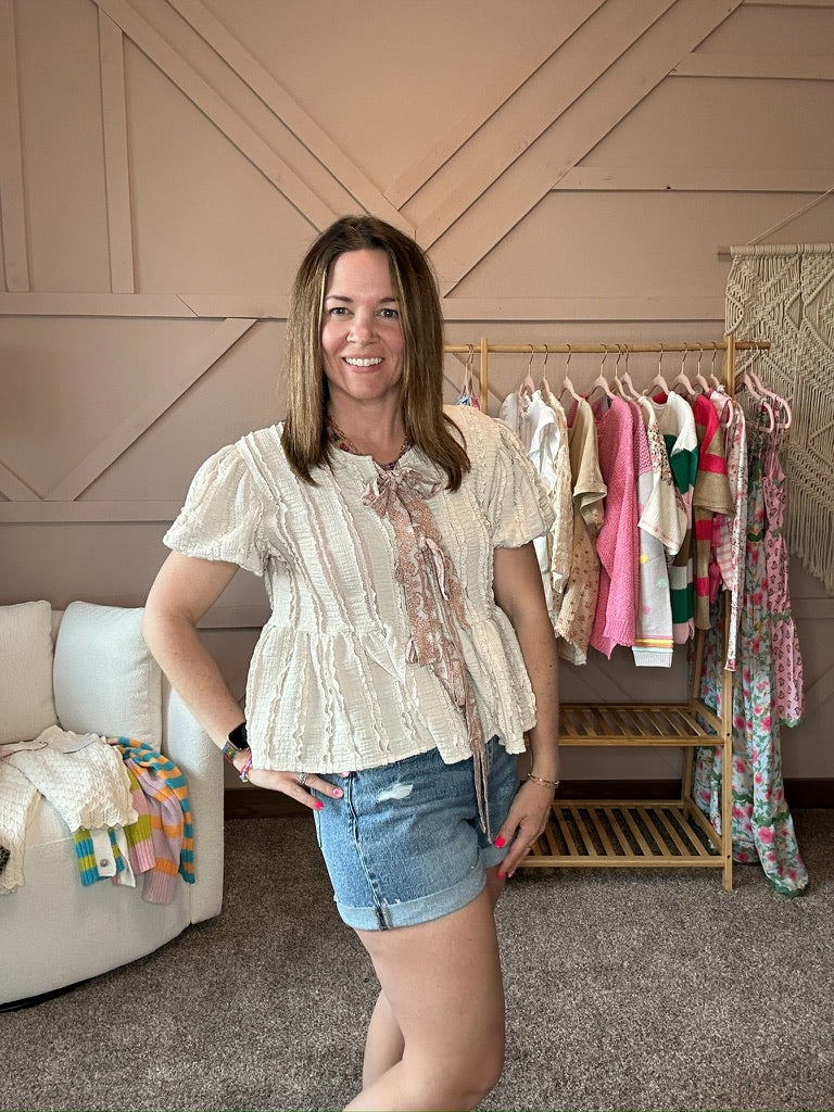 Babydoll Lace Top with Ribbon