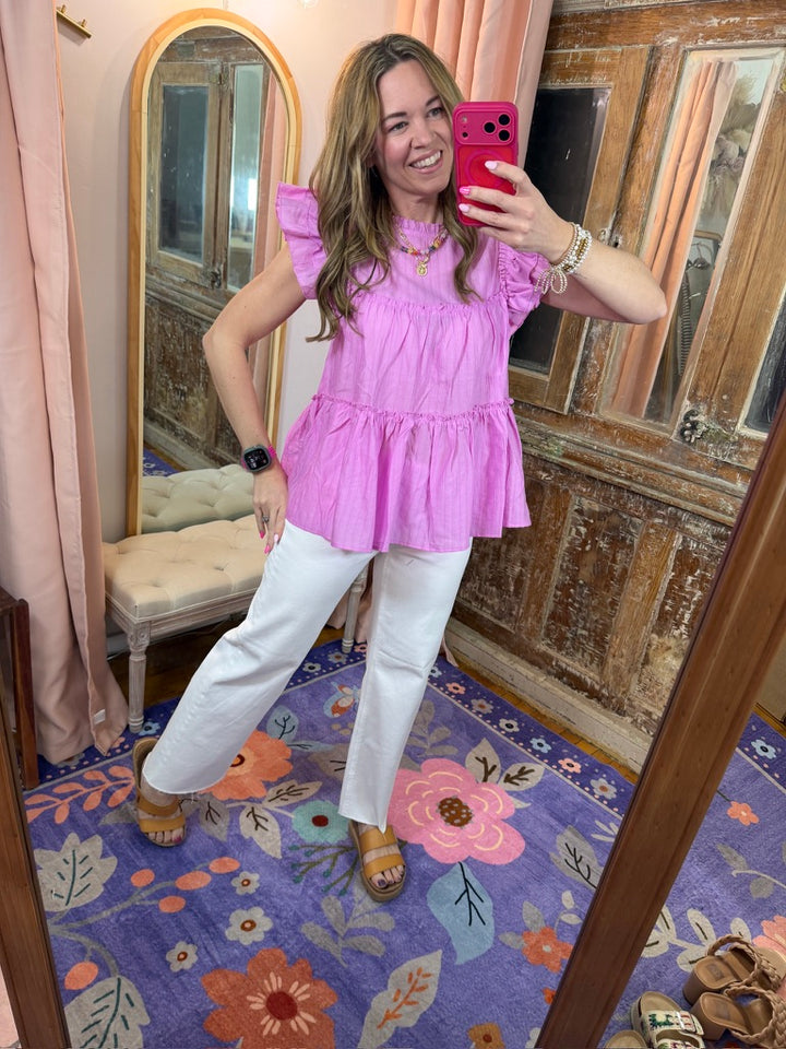 Crepe Tier Orchid Top