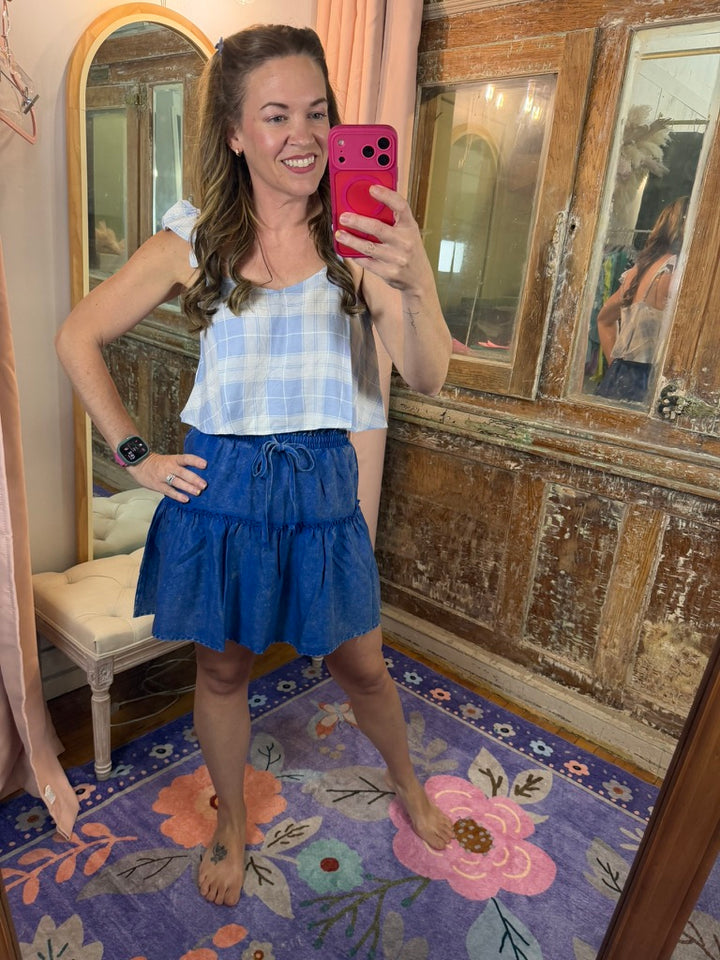 Washed Away Ruffle Skirt - Blue