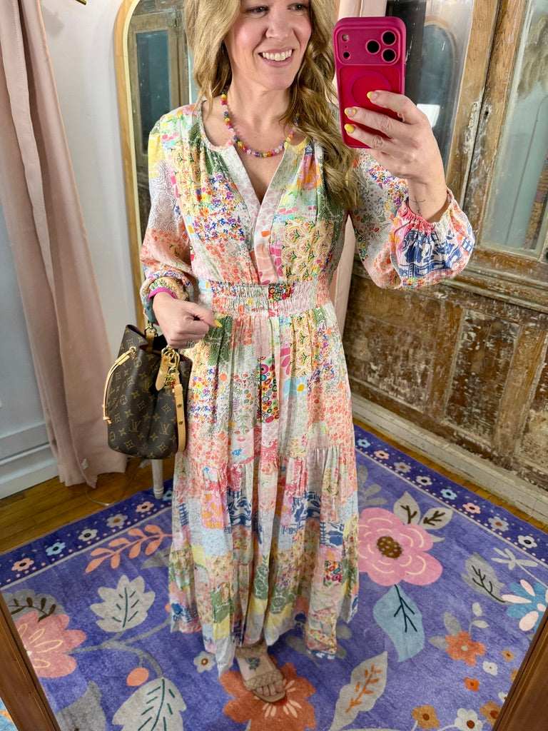 Patchwork Petals Maxi Dress