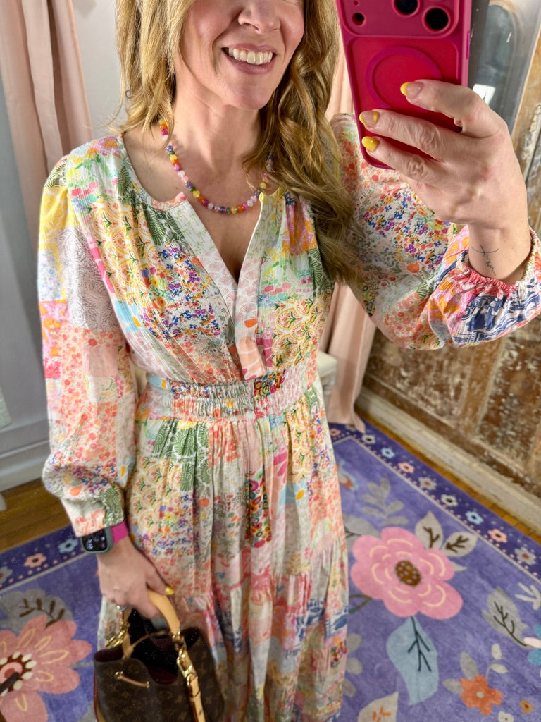 Patchwork Petals Maxi Dress