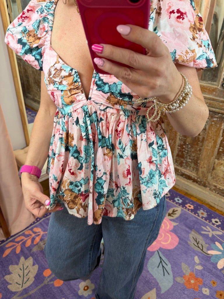 Puff Sleeve Floral Top