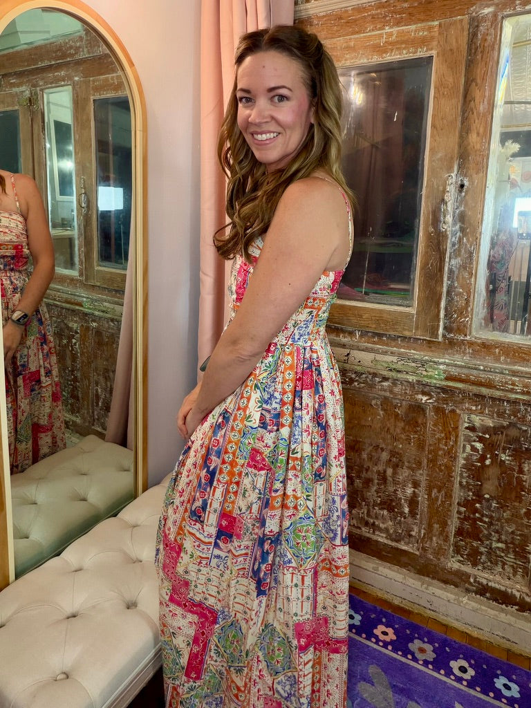Patchwork Paradise Midi Dress