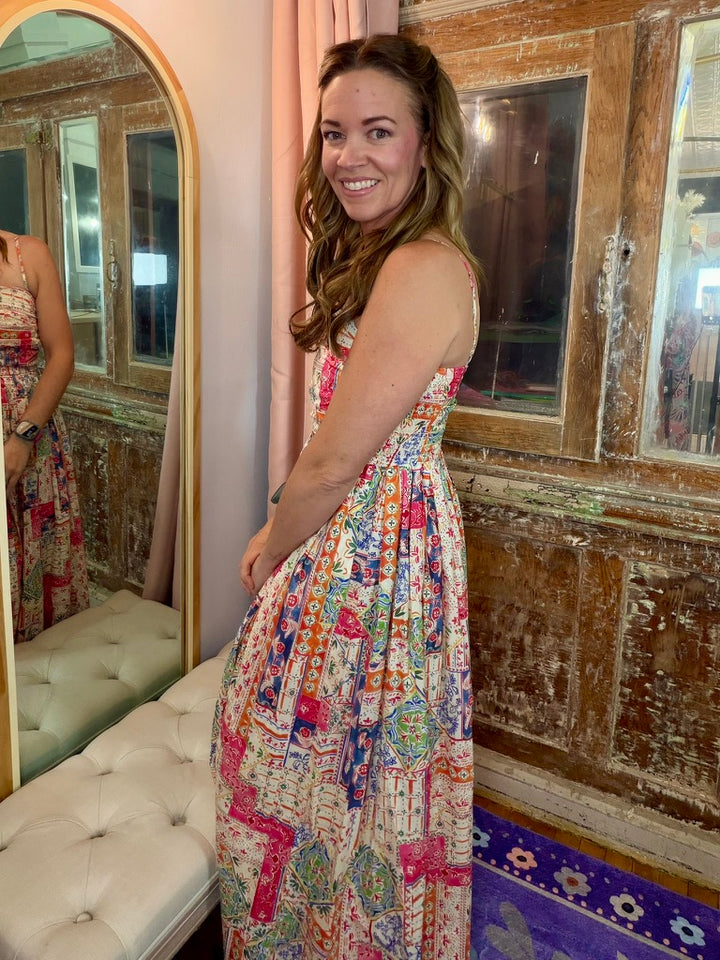 Patchwork Paradise Midi Dress