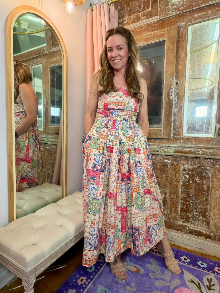 Patchwork Paradise Midi Dress