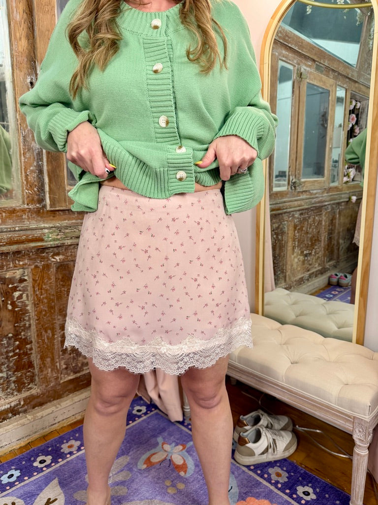 Blushing Petals Lace Trim Skort