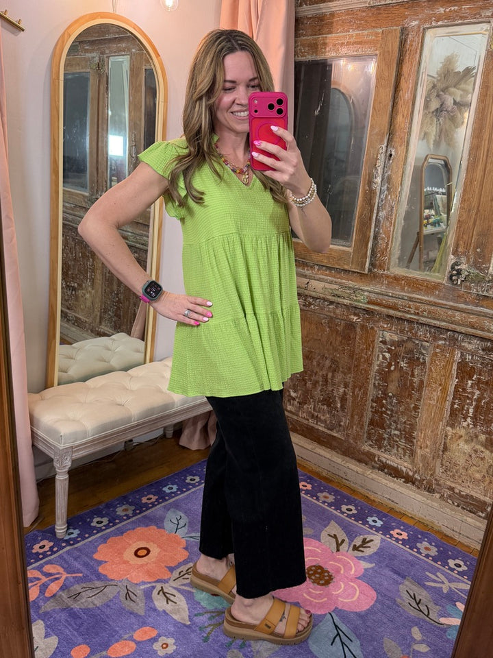 Green Apple Babydoll Top