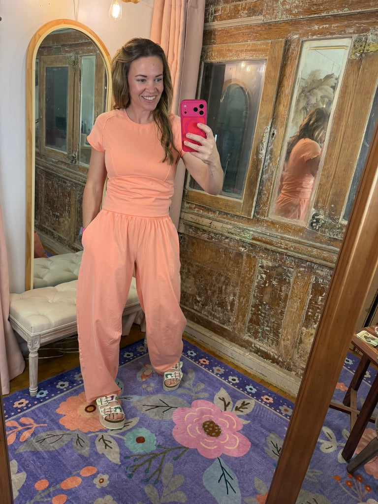 Peach Please Barrel Sweatpants