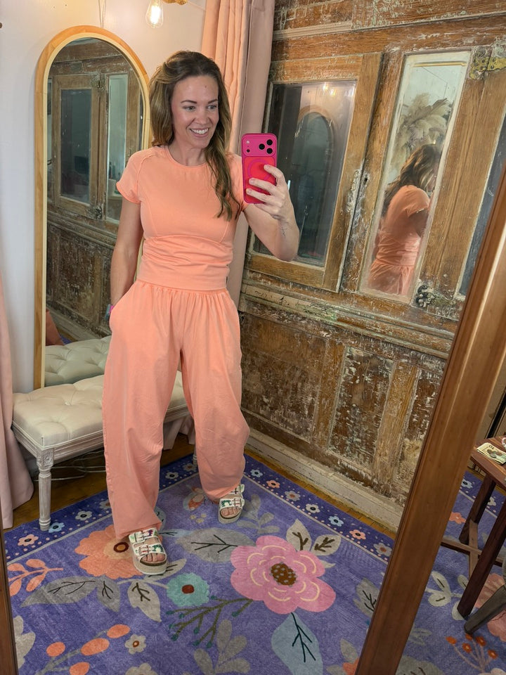 Peach Please Barrel Sweatpants
