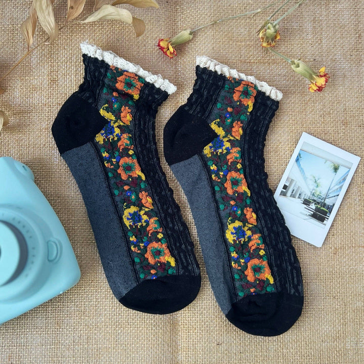 Audrey Vintage Ankle Socks: Navy