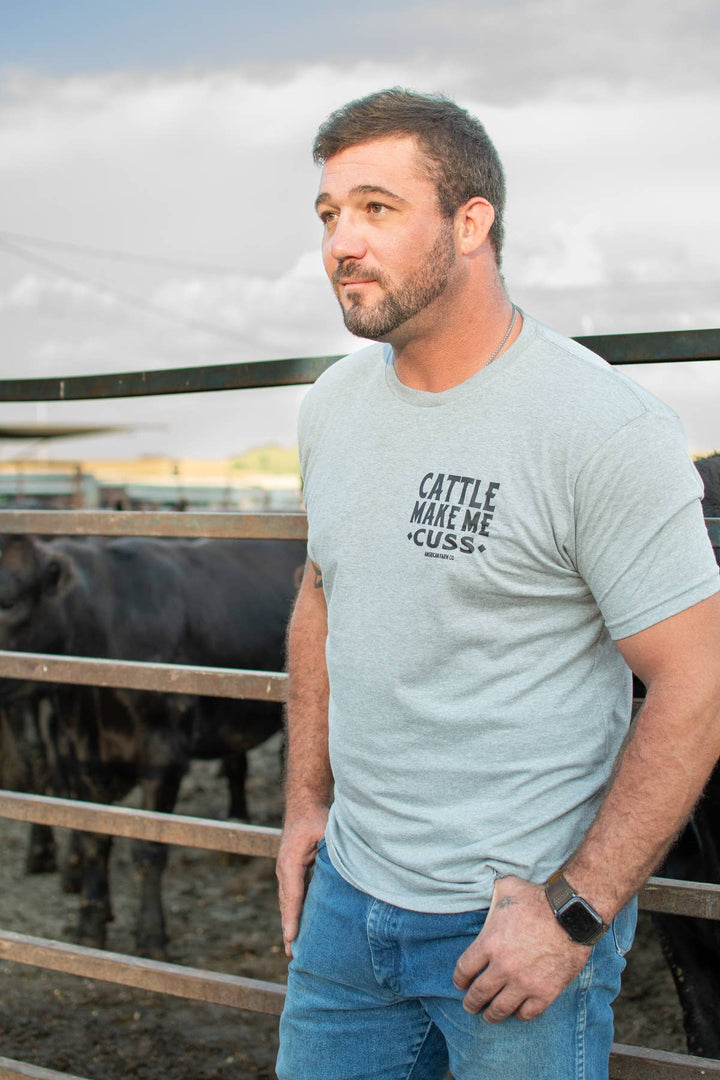 'Cattle Make Me Cuss' Grey Graphic Tee