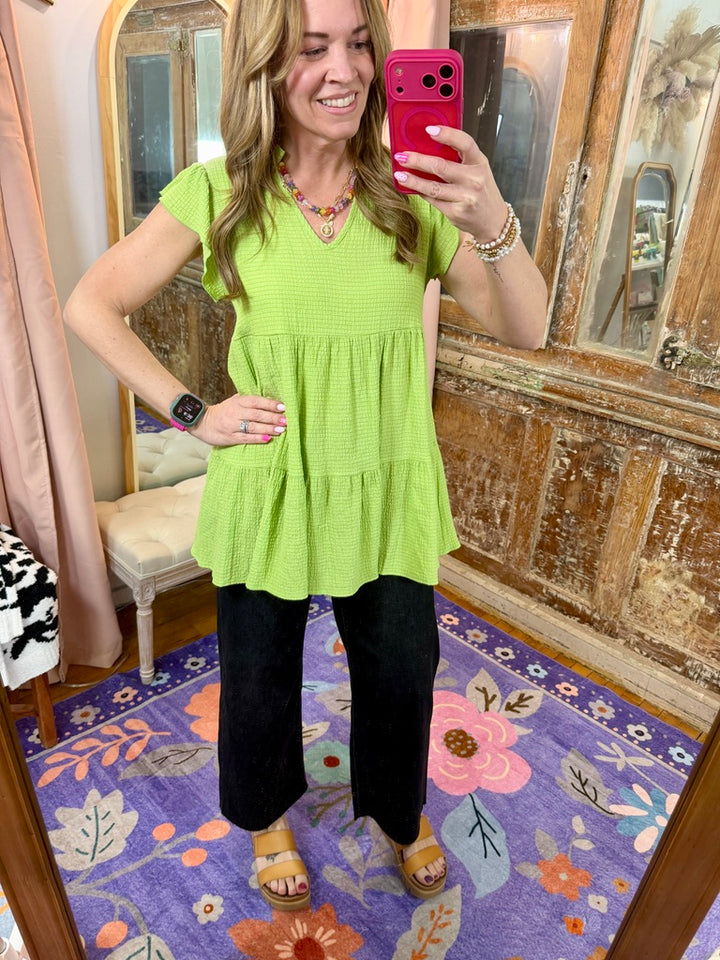 Green Apple Babydoll Top