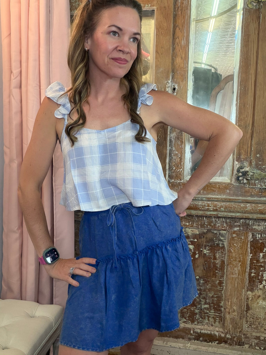 Washed Away Ruffle Skirt - Blue