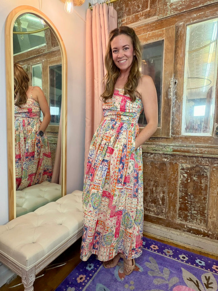 Patchwork Paradise Midi Dress