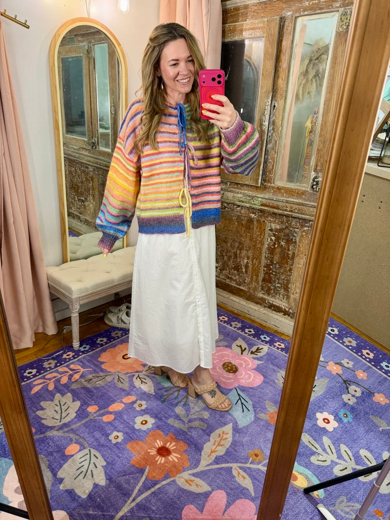 Somewhere Over the Rainbow Tie Cardigan