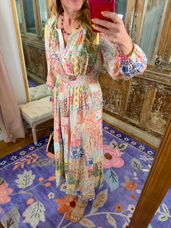 Patchwork Petals Maxi Dress