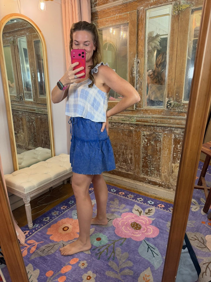 Washed Away Ruffle Skirt - Blue