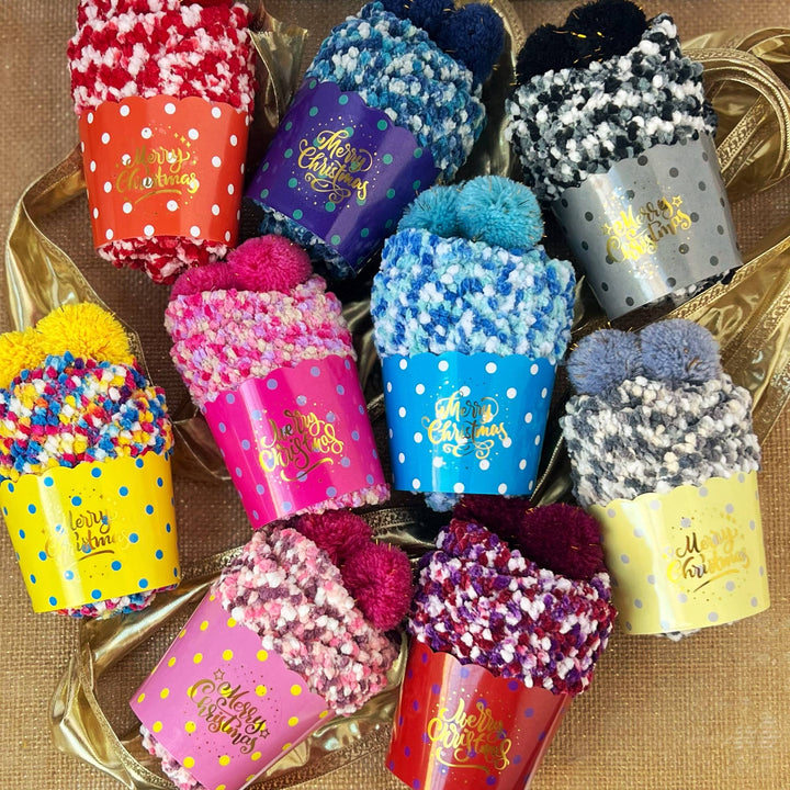 "Merry Christmas" Cozy Cupcake Socks | Confetti (Merry Christmas)