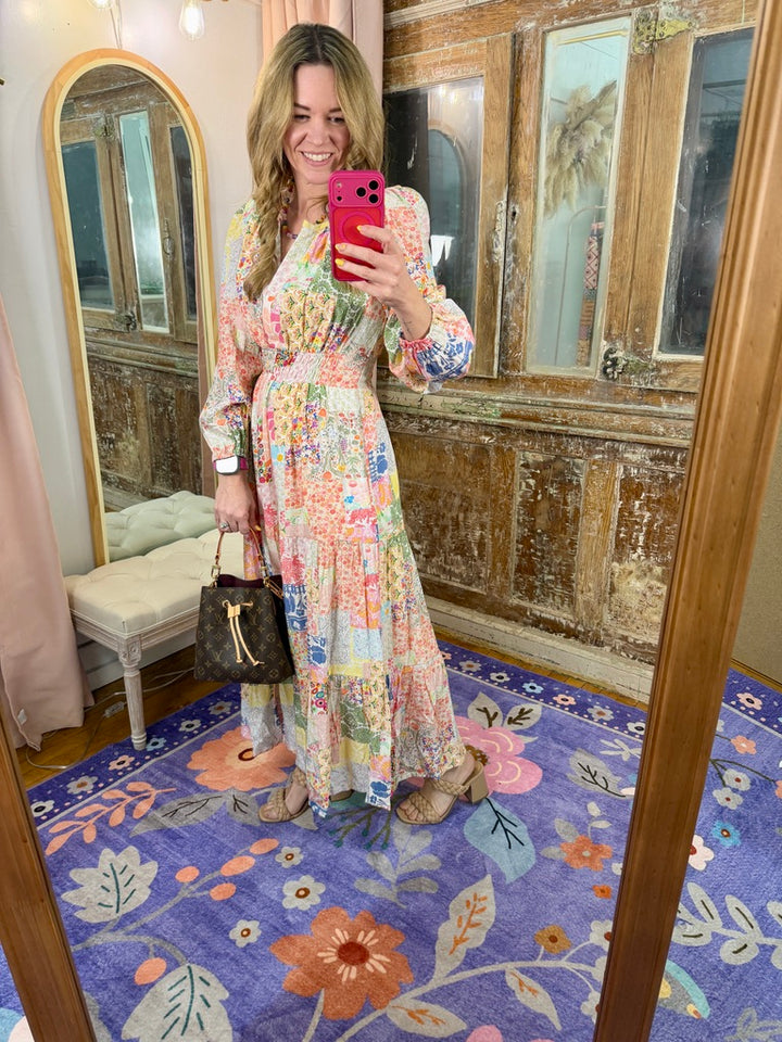 Patchwork Petals Maxi Dress