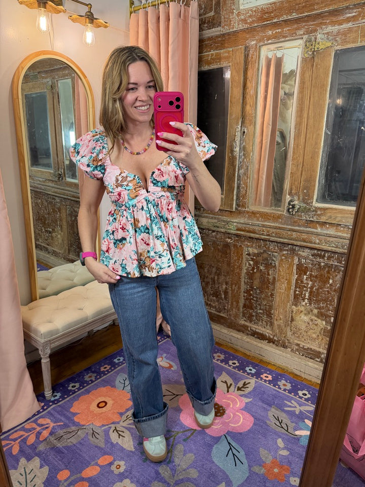 Puff Sleeve Floral Top