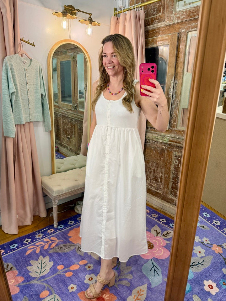 Simply Sweet Button-Up Midi Dress