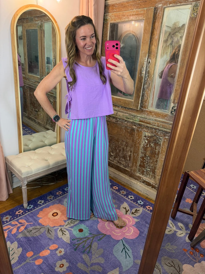 Purple Rain Stripe Wide Leg Pants
