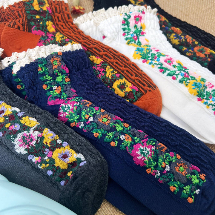 Audrey Vintage Ankle Socks: Navy