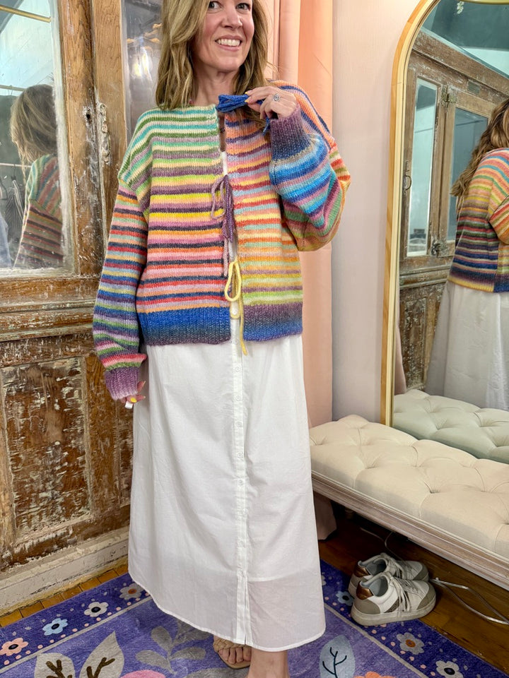Somewhere Over the Rainbow Tie Cardigan